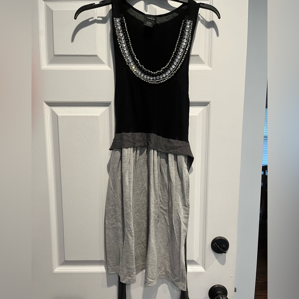 Rue 21 Grey and Black Beaded Dress